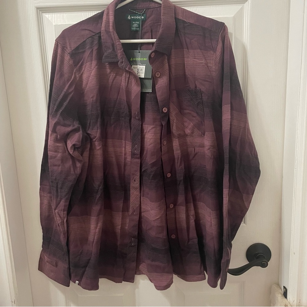 Plum Gradient Stripe Button-Up Shirt